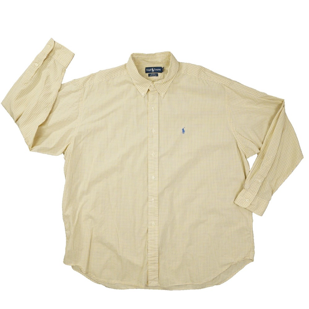 Ralph Laure Vintage Blake Button Up Shirt Men's XXL Yellow Plaid Preppy